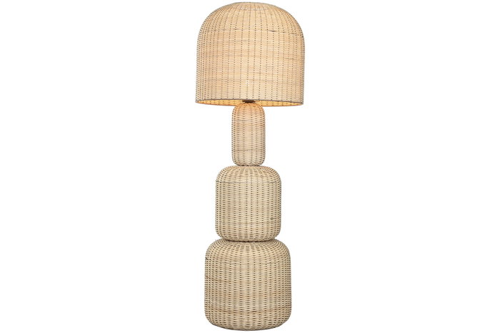 DKD Home Decor Lámpara de pie de ratán beige