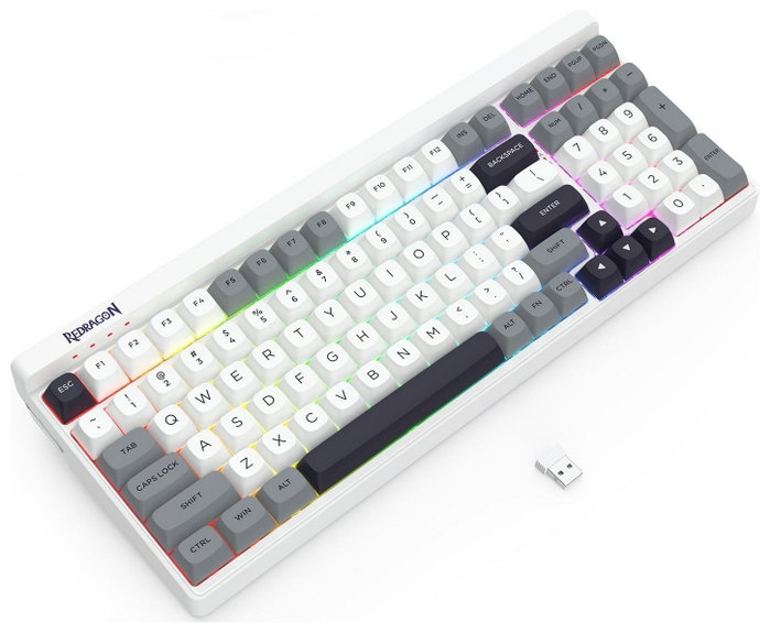 Redragon Garen Pro K656WGB-RGB-PRO Teclado Mecánico Inalámbrico RGB Blanco-Gris, Layout Polaco