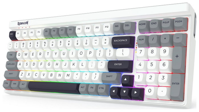 Redragon Garen Pro K656WGB-RGB-PRO Teclado Mecánico Inalámbrico RGB Blanco-Gris, Layout Polaco