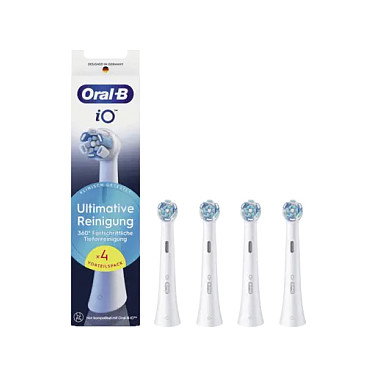 Oral-B iO Ultimate Cleaning Cabezales de Repuesto, Pack de 4, Blanco
