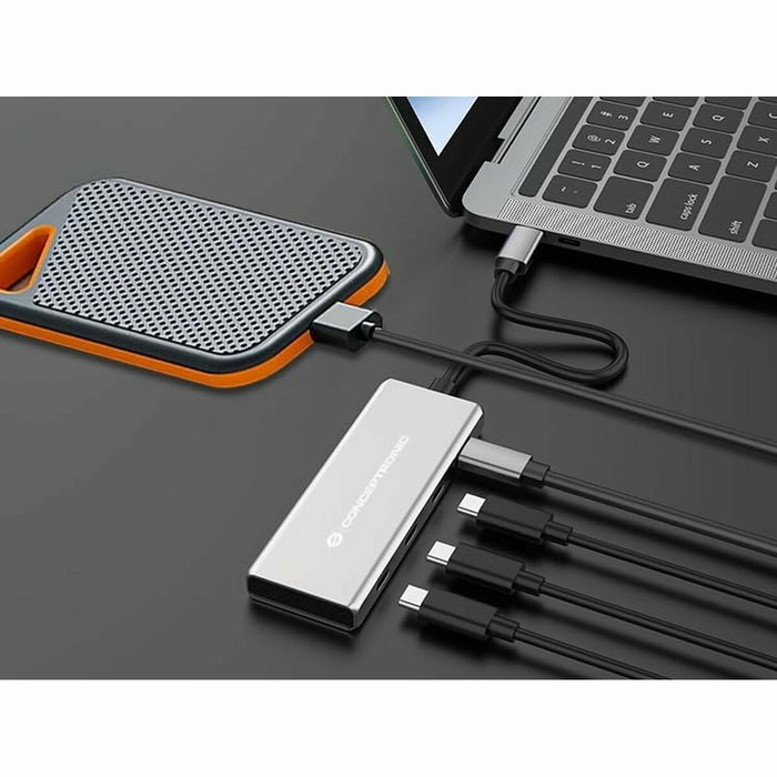 Conceptronic HUBBIES16G Hub USB-C de 4 puertos, 10 Gbps, Gris Conceptronic HUBBIES16G Hub USB-C de 4 puertos, 10 Gbps, Gris