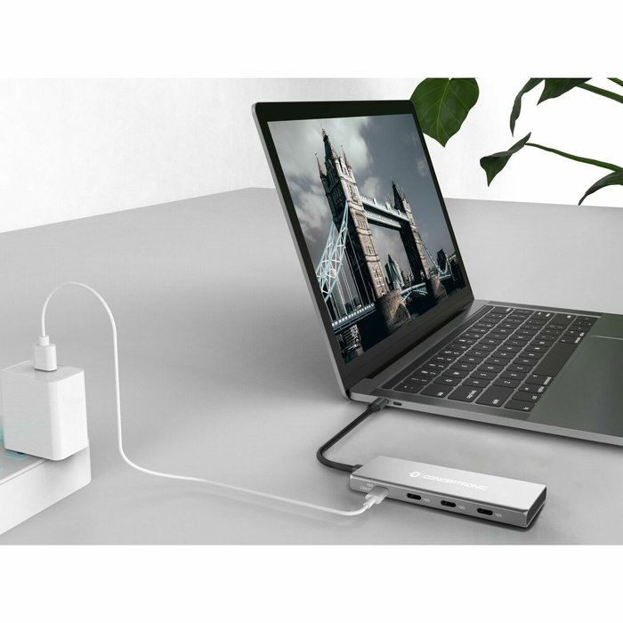 Conceptronic HUBBIES16G Hub USB-C de 4 puertos, 10 Gbps, Gris Conceptronic HUBBIES16G Hub USB-C de 4 puertos, 10 Gbps, Gris