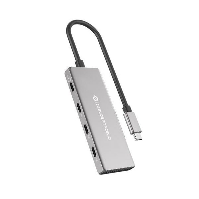 Conceptronic HUBBIES16G Hub USB-C de 4 puertos, 10 Gbps, Gris Conceptronic HUBBIES16G Hub USB-C de 4 puertos, 10 Gbps, Gris
