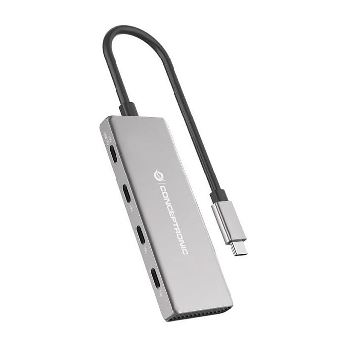 Conceptronic HUBBIES16G Hub USB-C de 4 puertos, 10 Gbps, Gris Conceptronic HUBBIES16G Hub USB-C de 4 puertos, 10 Gbps, Gris