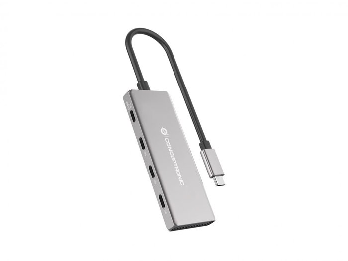 Conceptronic HUBBIES16G Hub USB-C de 4 puertos, 10 Gbps, Gris Conceptronic HUBBIES16G Hub USB-C de 4 puertos, 10 Gbps, Gris