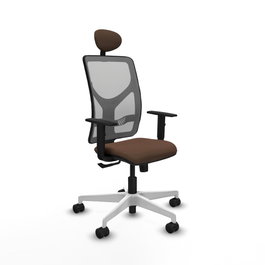 PIQUERAS Y CRESPO Silla de oficina Motilla con mecanismo Sincro, Tela Marrón oscuro y Malla Gris