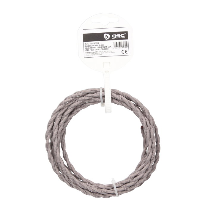 GSC Evolution Cable textil 2,5M (2x0.75mm) trenzado Gris claro GSC Evolution Cable textil 2,5M (2x0.75mm) trenzado Gris claro