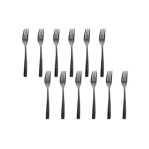 Summa SINXELO Satin Negro Tenedor de Postre 190 mm - Cubertería, Acero Inoxidable 18%, Acabado PVD (Set de 12)