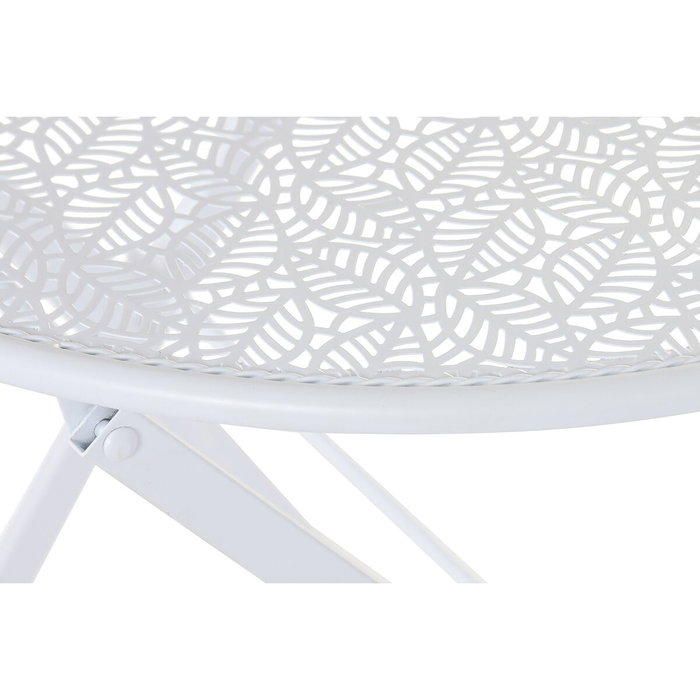 DKD Home Decor Mesa Set 3 Hierro 60x60x70 Hojas Blanco