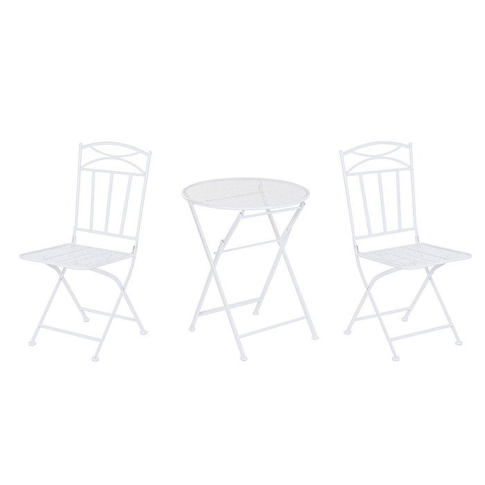 DKD Home Decor Mesa Set 3 Hierro 60x60x70 Hojas Blanco
