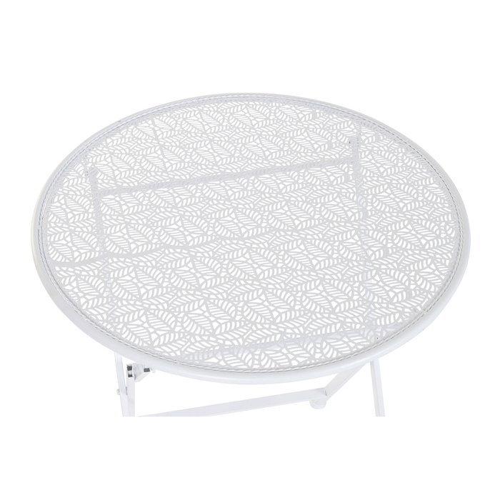DKD Home Decor Mesa Set 3 Hierro 60x60x70 Hojas Blanco