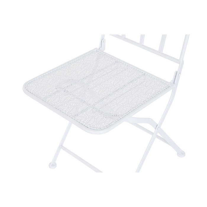 DKD Home Decor Mesa Set 3 Hierro 60x60x70 Hojas Blanco