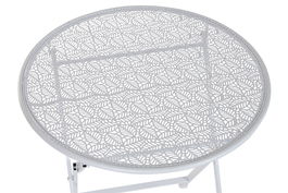 DKD Home Decor Mesa Terraza y Jardín Blanco Hierro Plegable Hojas Set de 3 60 x 60 x 70 cm