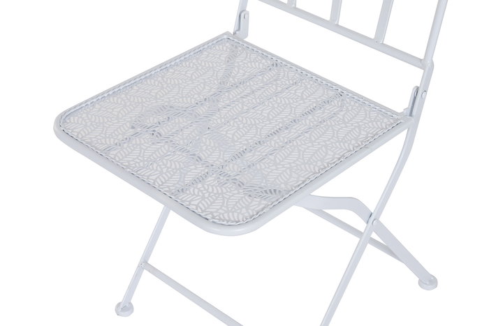 DKD Home Decor Mesa Terraza y Jardín Blanco Hierro Plegable Hojas Set de 3 60 x 60 x 70 cm