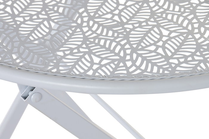 DKD Home Decor Mesa Terraza y Jardín Blanco Hierro Plegable Hojas Set de 3 60 x 60 x 70 cm