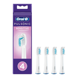 Oral-B Pulsonic Sensitive Repuesto Cepillo de Dientes Eléctrico Sónico, Cabezal Blanco, 4 Unidades, Ref. 299158