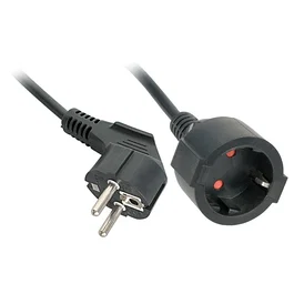 Lindy Cable de extensión Schuko 3m Negro con 2 salidas AC