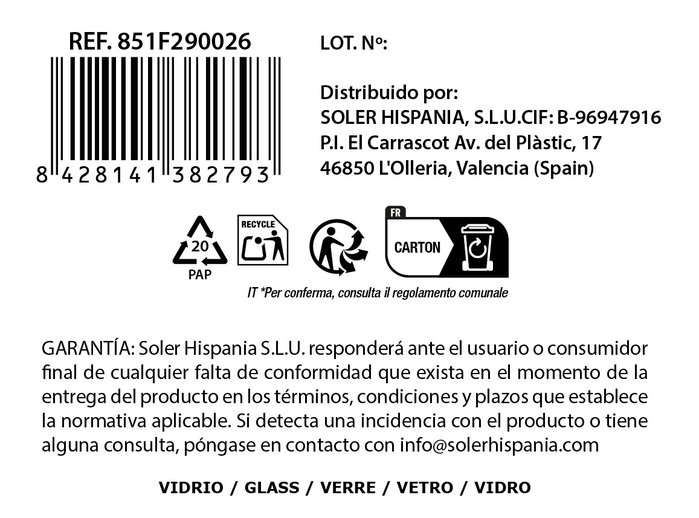 La Mediterranea Florero de Vidrio Lavanda Pack de 6 unidades La Mediterranea Florero de Vidrio Lavanda Pack de 6 unidades