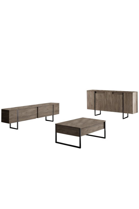 Hanah Home Consola Nogal y Negro 160x35x80 cm