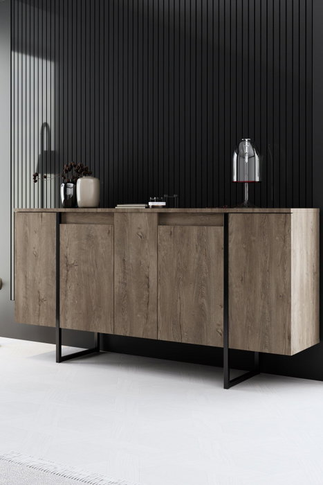 Hanah Home Consola Nogal y Negro 160x35x80 cm