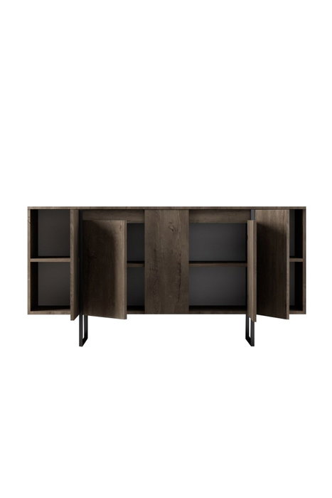 Hanah Home Consola Nogal y Negro 160x35x80 cm