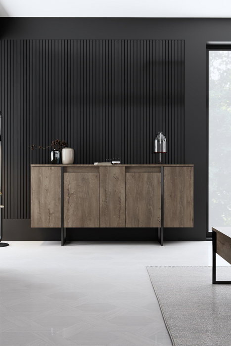 Hanah Home Consola Nogal y Negro 160x35x80 cm