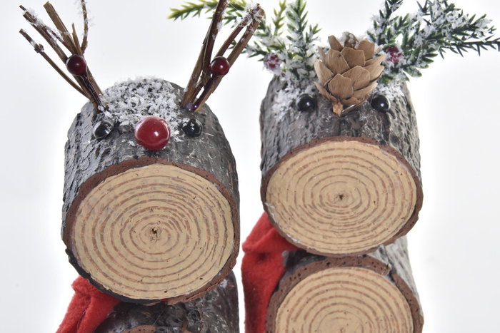DKD Home Decor Figura Navidad Alpina Natural Rojo 9 x 23 x 10 cm (2 Unidades)