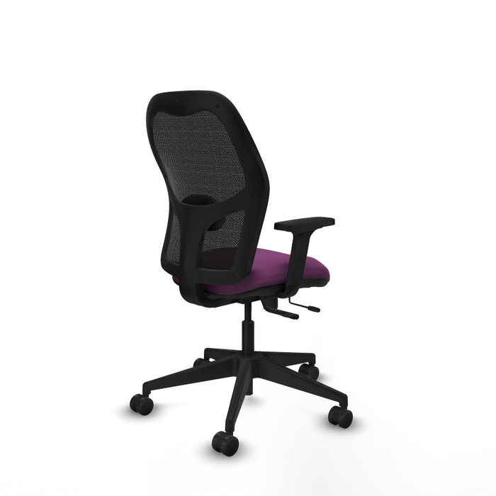 PIQUERAS Y CRESPO Silla de oficina Alocén con mecanismo traslack, malla negra y similpiel morado