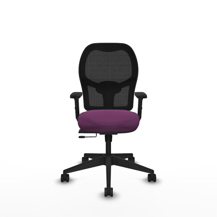 PIQUERAS Y CRESPO Silla de oficina Alocén con mecanismo traslack, malla negra y similpiel morado