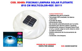 Lámpara solar flotante multicolor Ø=18 cm
