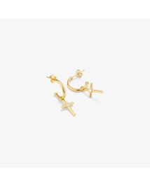 Radiant Pendientes Huggies Gold con Piedra de Cruces Dorado