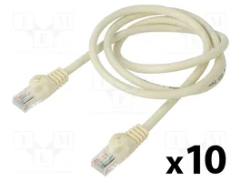 Lanberg Pack de 10 Patchcord Cat.6 U/UTP 1m Blanco Fluke Passed