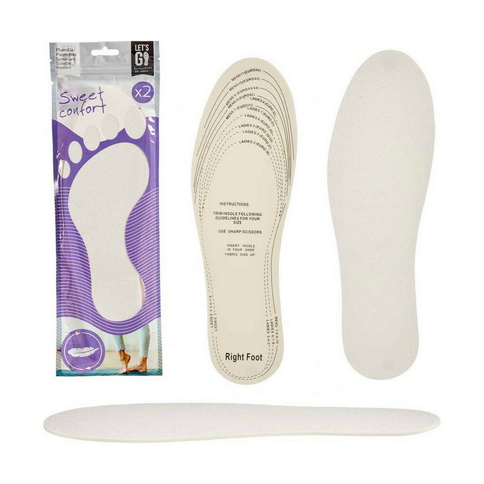 Plantillas Extra COmfort Blanco Plástico Látex TNT (Non Woven) 9,5 x 29,5 cm 11,5 x 0,5 x 36 cm (12 Unidades)