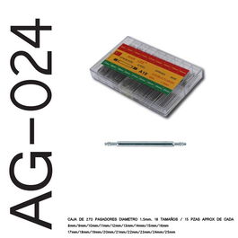 SAMI Caja de Pasadores con Doble Muelle, Diámetro 1.5 mm, Conjunto de 18 Piezas en Tamaños de 8 mm a 25 mm
