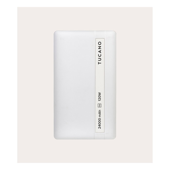 TUCANO Power Bank para Laptop 24000 mAh, 120W USB-C PD, Carga Rápida, Blanco, 3 Puertos (USB-C/USB-A), Indicador LED