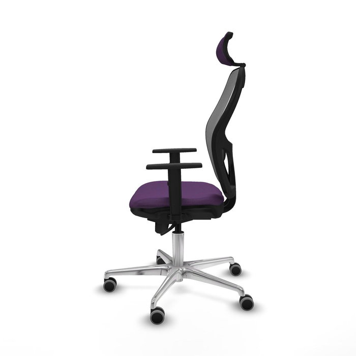 PIQUERAS Y CRESPO Silla de oficina Jorquera con mecanismo Sincro, tela morada y malla gris PIQUERAS Y CRESPO Silla de oficina Jorquera con mecanismo Sincro, tela morada y malla gris