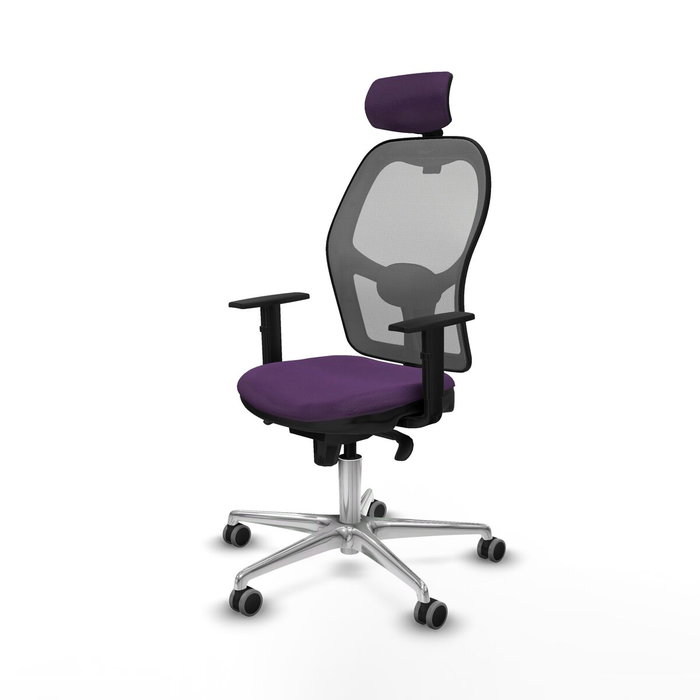 PIQUERAS Y CRESPO Silla de oficina Jorquera con mecanismo Sincro, tela morada y malla gris PIQUERAS Y CRESPO Silla de oficina Jorquera con mecanismo Sincro, tela morada y malla gris