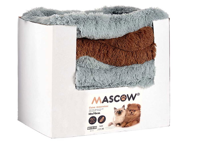 Mascow Cuna para Mascota Suave 50x70 cm Gris/Marrón Poliéster Surtido (Set de 16)