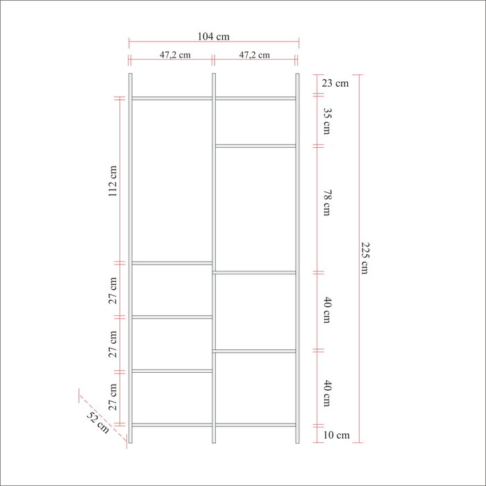 Hanah Home Dynamic Takım - 29 Armarios de Pino Atlántico con Patas Metálicas y Amplio Almacenamiento, Material 100% Melamina