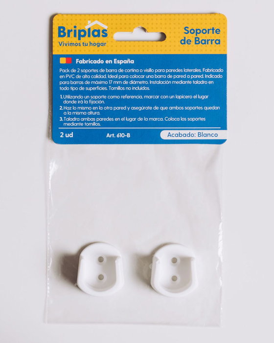 BRIPLAS Soporte Barra Cortina Baño 2 Unidades Blanco BRIPLAS Soporte Barra Cortina Baño 2 Unidades Blanco