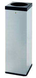 CILINDRO Papelera Metálica P-71 con Tapa Negra y Sujeción de Bolsas, 700 x 220 mm