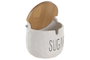 DKD Home Decor Azucarero de Porcelana y Bambú Blanco y Natural