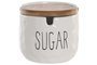 DKD Home Decor Azucarero de Porcelana y Bambú Blanco y Natural