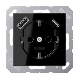 Jung A1520-15CASW Toma de corriente Schuko con USB Tipo AC