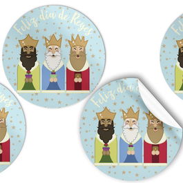 Etiquetas Regalo Adh. Rollo 250 Uds. Redondas Ø 40 Navidad Feliz Dia De Los Reyes