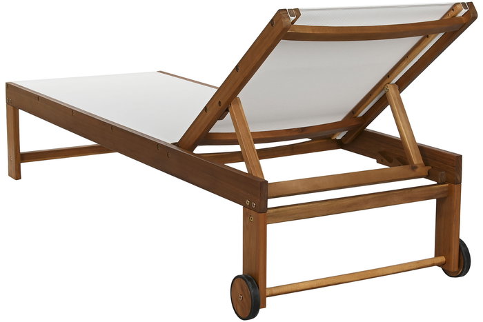 DKD Home Decor Tumbona de Terraza y Jardín 65 x 81 x 187 cm Marrón/Blanco Acacia/Textilene Ajustable DKD Home Decor Tumbona de Terraza y Jardín 65 x 81 x 187 cm Marrón/Blanco Acacia/Textilene Ajustable