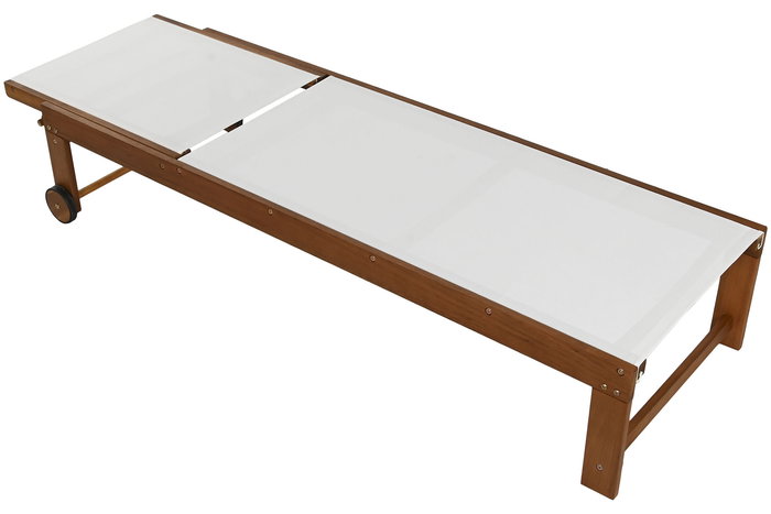 DKD Home Decor Tumbona de Terraza y Jardín 65 x 81 x 187 cm Marrón/Blanco Acacia/Textilene Ajustable DKD Home Decor Tumbona de Terraza y Jardín 65 x 81 x 187 cm Marrón/Blanco Acacia/Textilene Ajustable