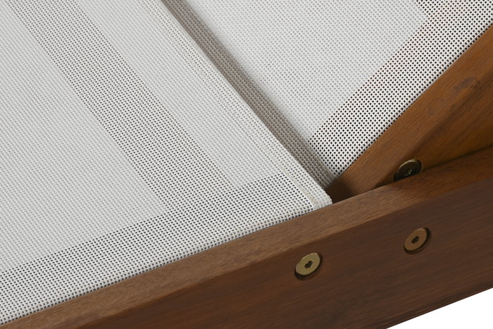 DKD Home Decor Tumbona de Terraza y Jardín 65 x 81 x 187 cm Marrón/Blanco Acacia/Textilene Ajustable DKD Home Decor Tumbona de Terraza y Jardín 65 x 81 x 187 cm Marrón/Blanco Acacia/Textilene Ajustable