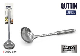 Inde Cucharón de Acero Inoxidable Silver, 30 cm de longitud, modelo Quttin (24 Unidades)