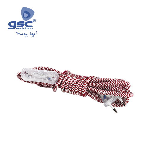 GSC Evolution Cable textil 1.5M (2x0.75mm) clavija + int Rojo/Blanco